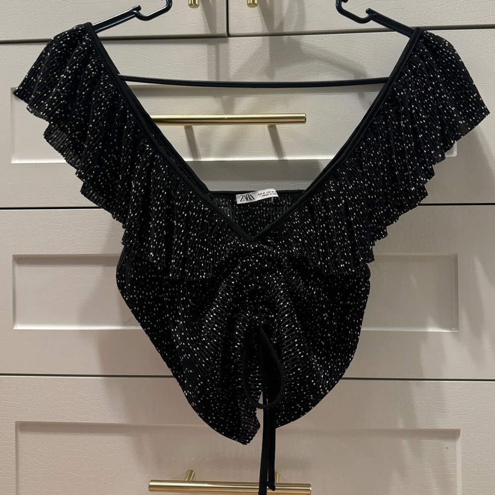 Zara black and white blouse
